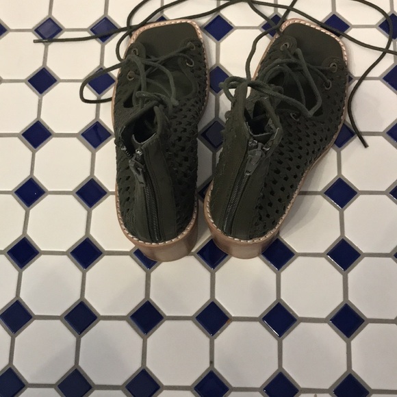 New Free People Lahaina Woven Heels Green 9 - Picture 10 of 16